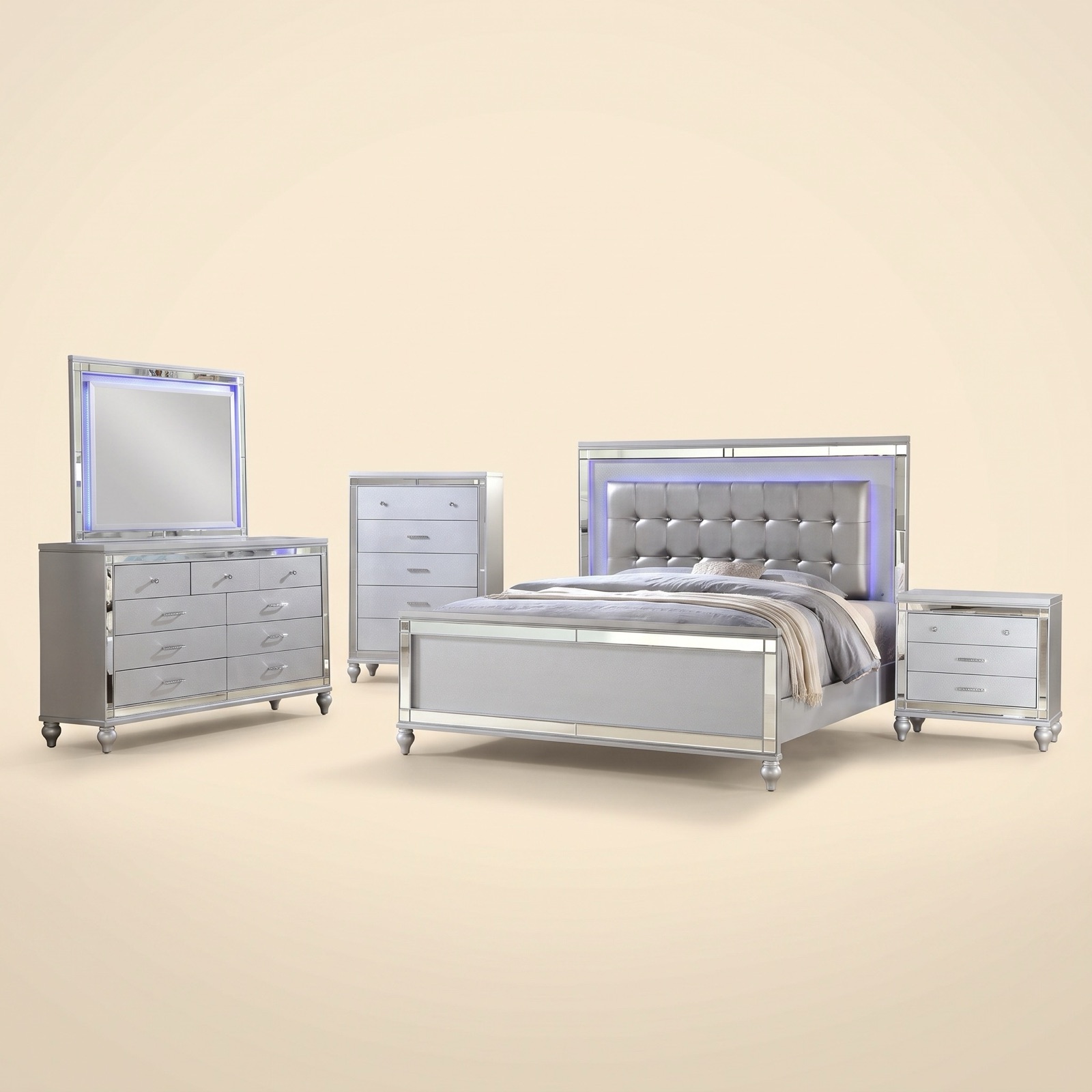 Sterling Glam LED Bedroom Set