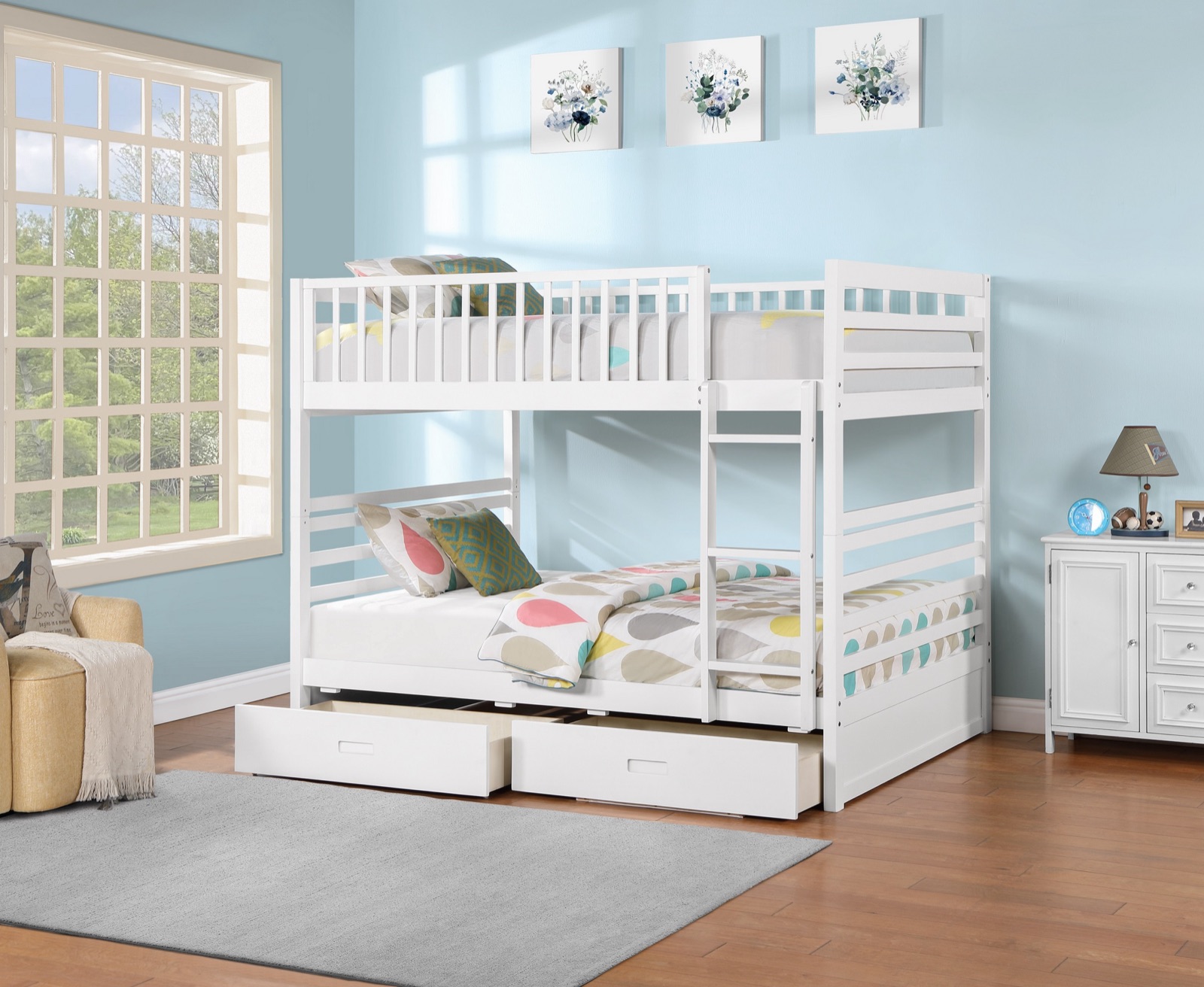 Willow Double-over-Double Bunk Bed with Storage Drawers
