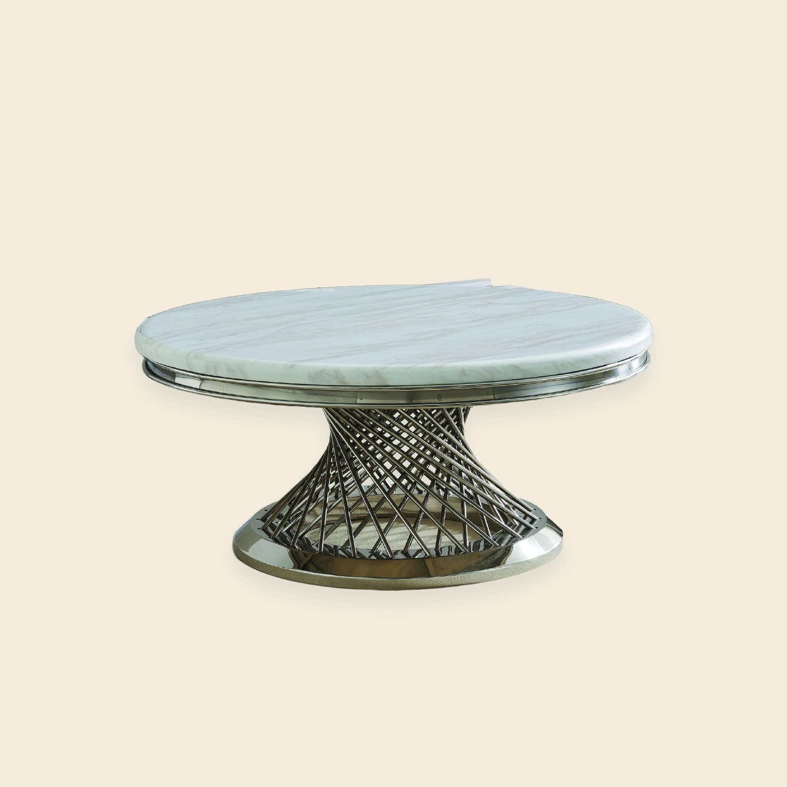 Marble Coffee Table with Gold Geometric Base