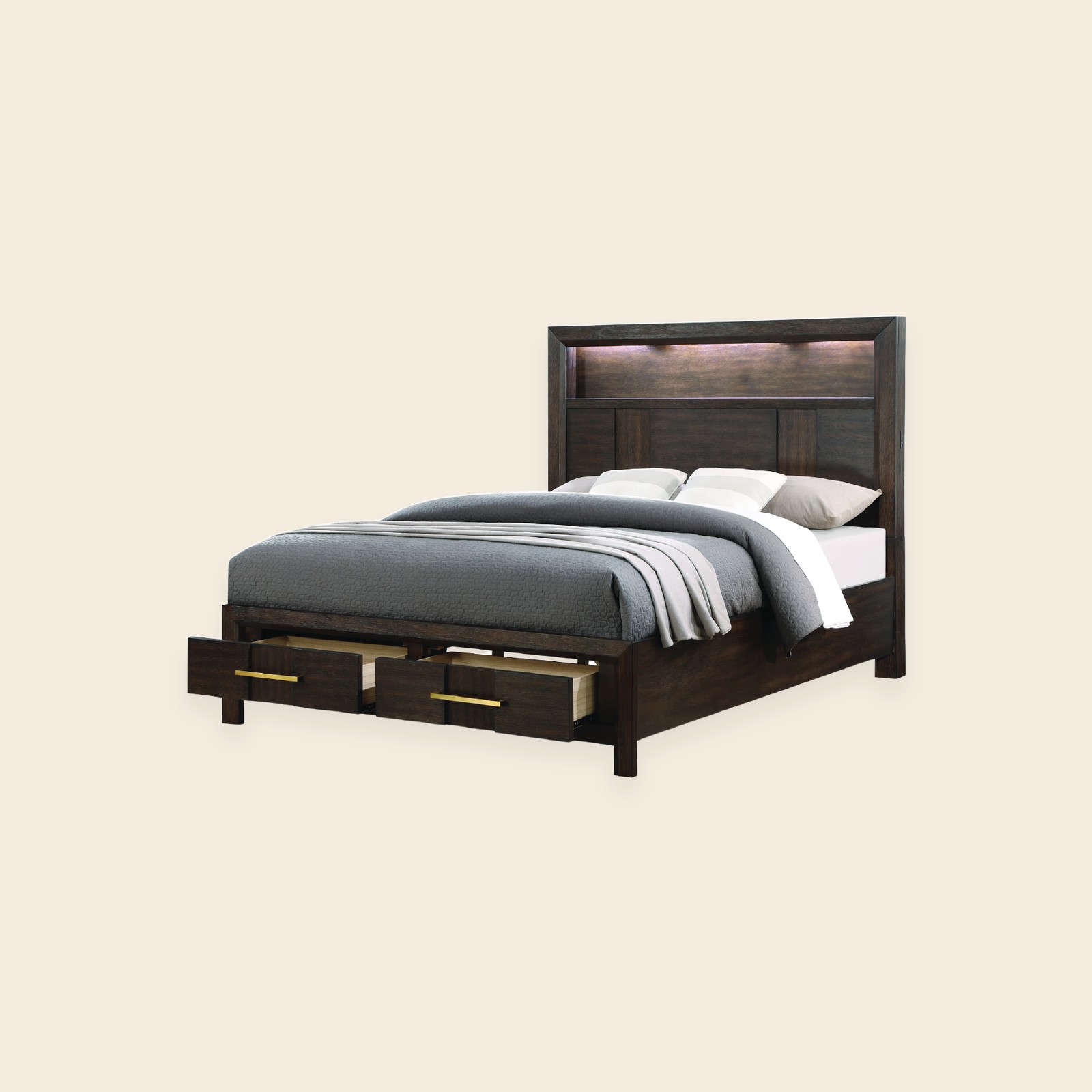 Kenzo King Storage Bed with LED Headboard