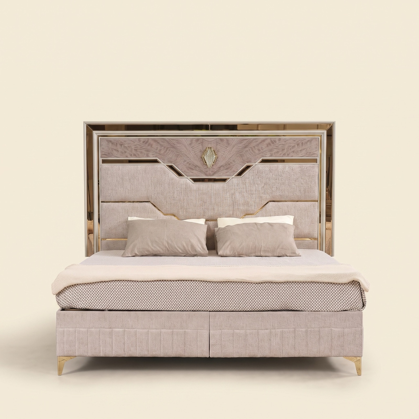 O'Mari King Upholstered Storage Bed - Beige