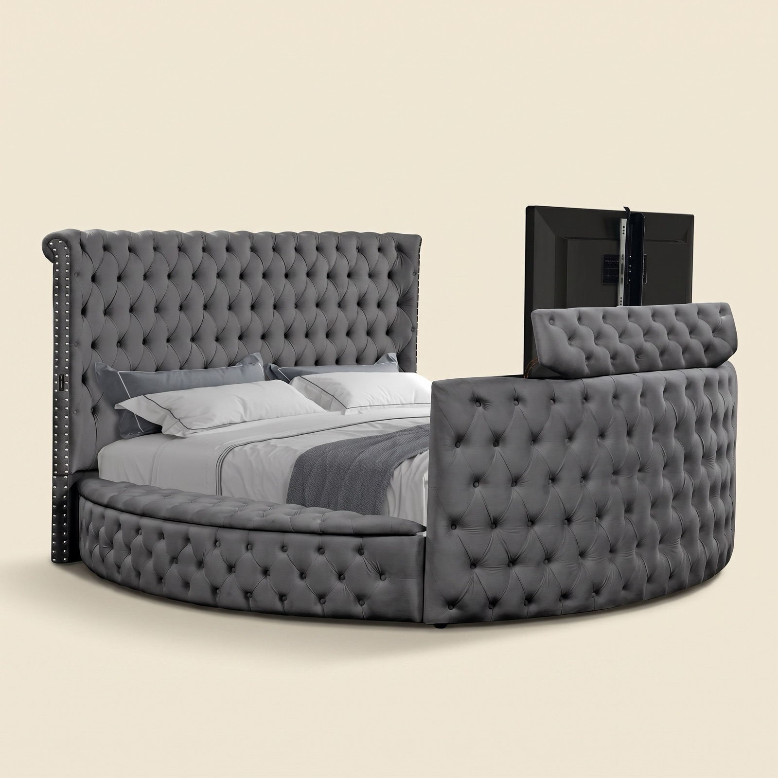 Maya Upholstered King Bed - Grey