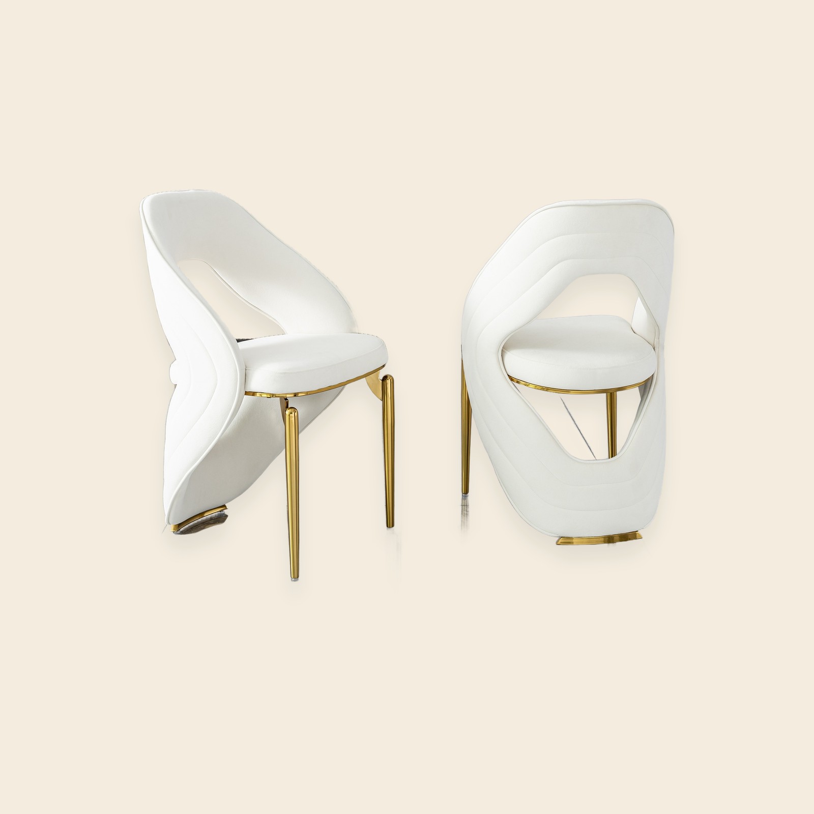 Nina Accent Chair - Beige & Gold