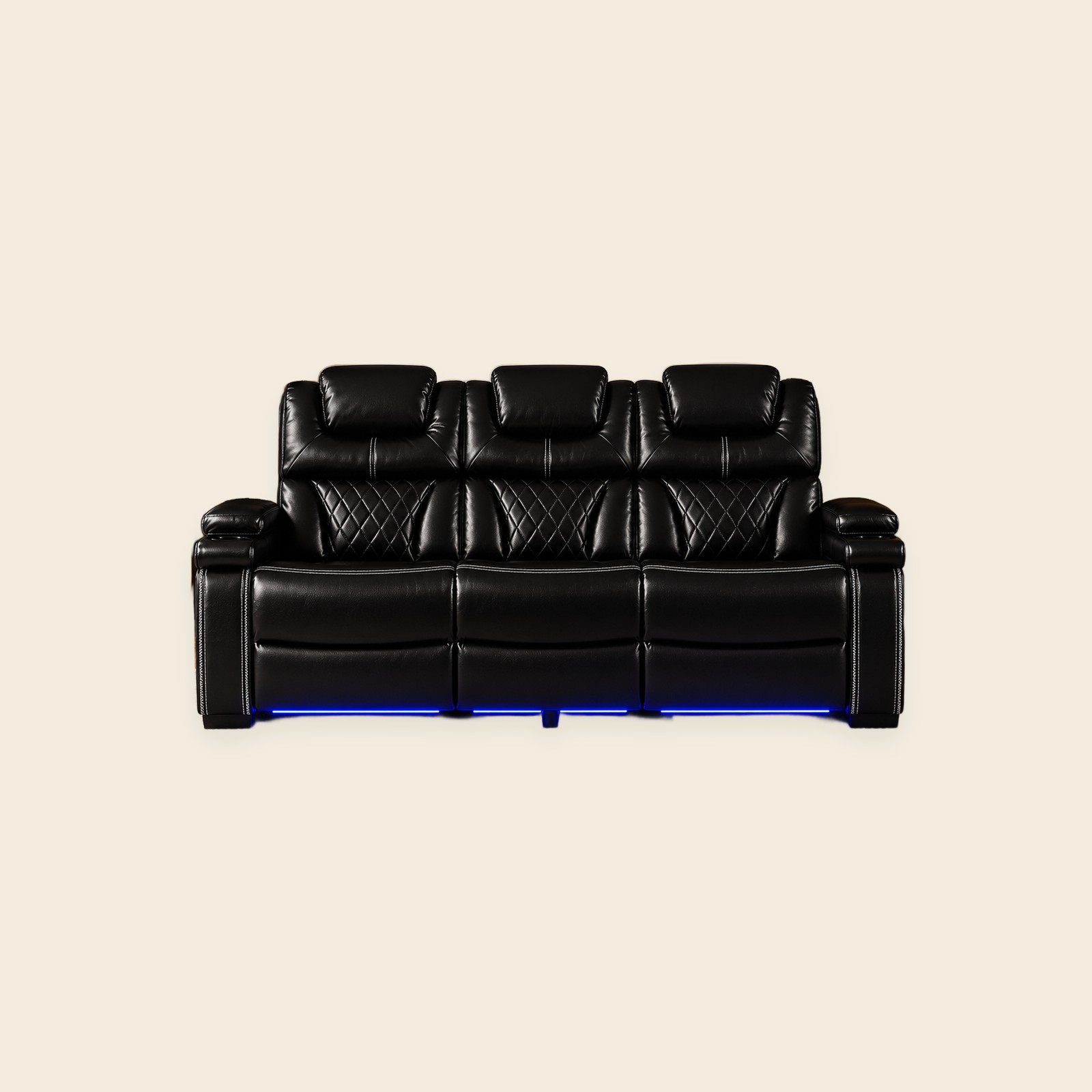 Lexus Power Reclining Sofa with Drop-Down Tray — Black (L1665)