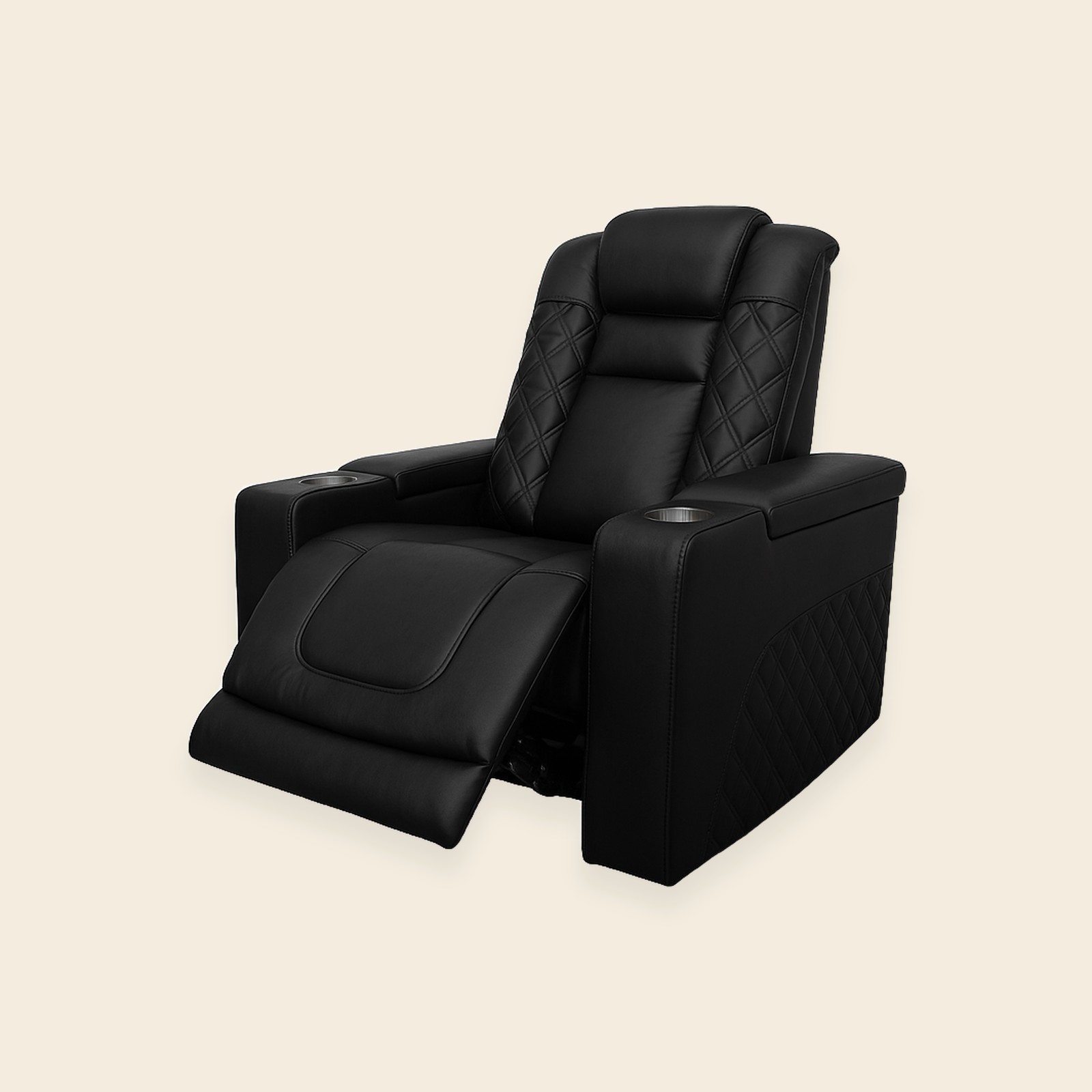 Inox Leather Match Reclining Chair - Black