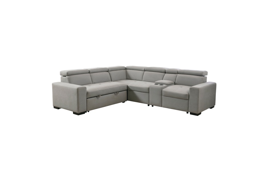 Farrah Modular Sectional Sofa with Pull-Out Bed - Grey
