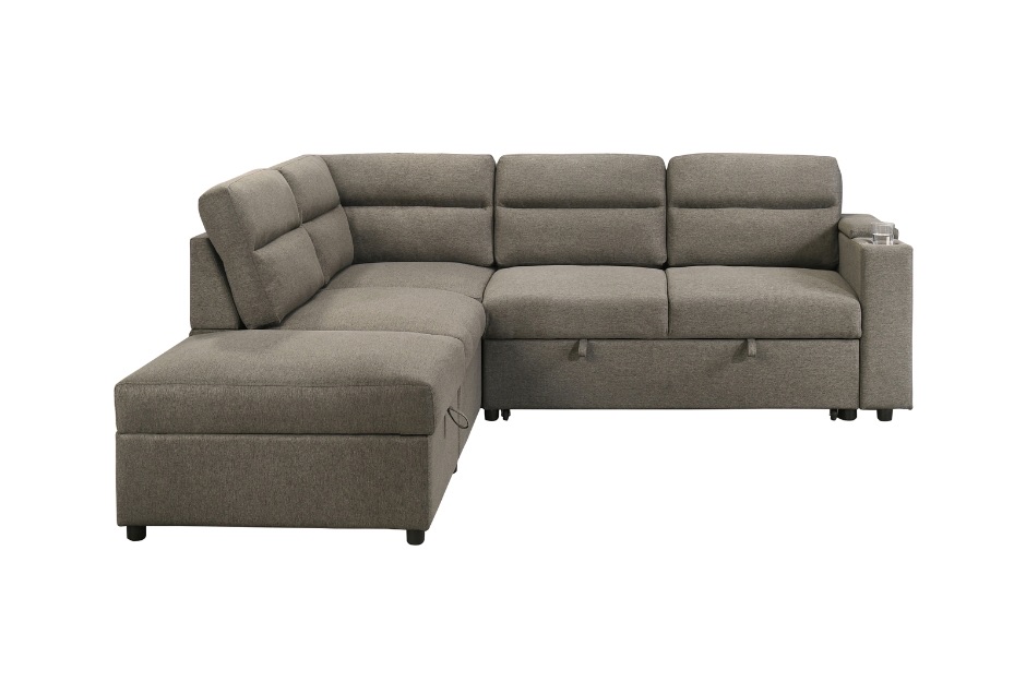 Marasi Brown 3-Piece Sleeper Sectional with Storage