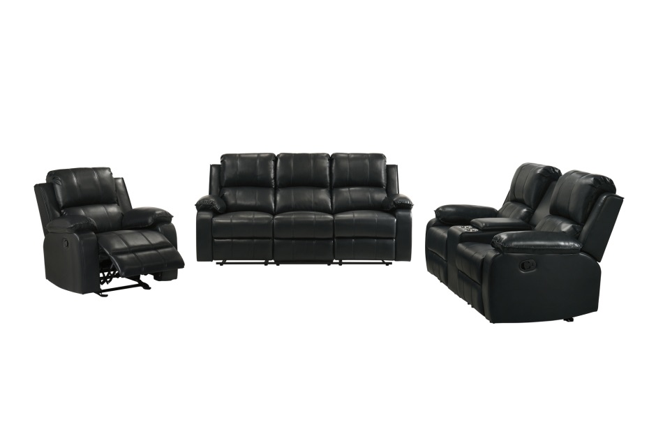 Mercer 3-Piece Reclining Sofa Set - Black