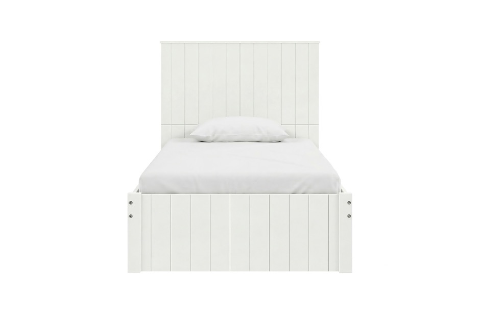 Cama Twin Bed with Pullout Storage Headboard, White