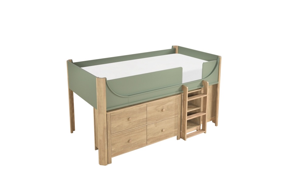 Liam Youth Low Loft Bed Set - Green