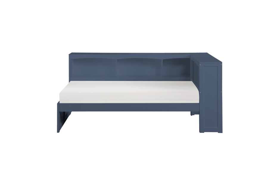 Nora Blue Twin Corner Bookcase Platform Bed