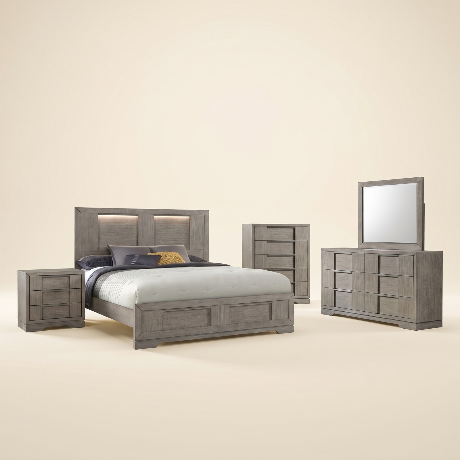 Grey LED Panel Bedroom Set (B9770)