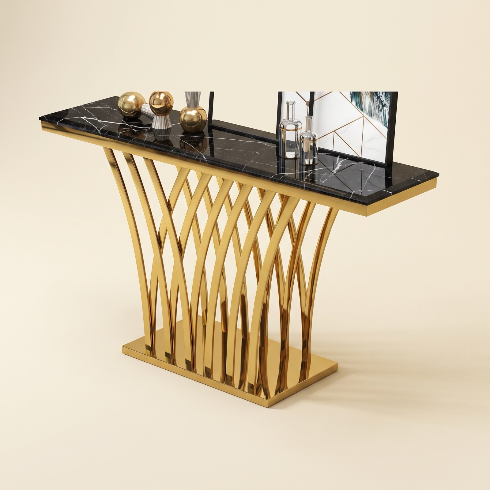 Golden Slim Console Table