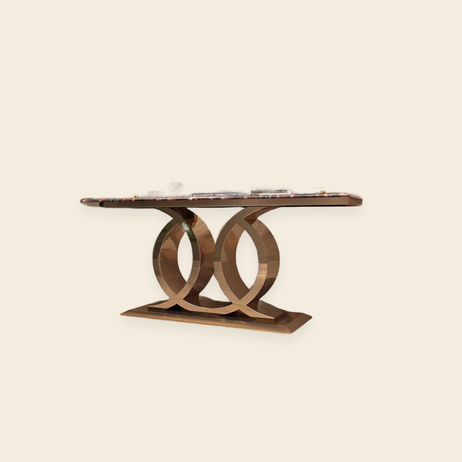 Gold Rim Rectangular Console Table