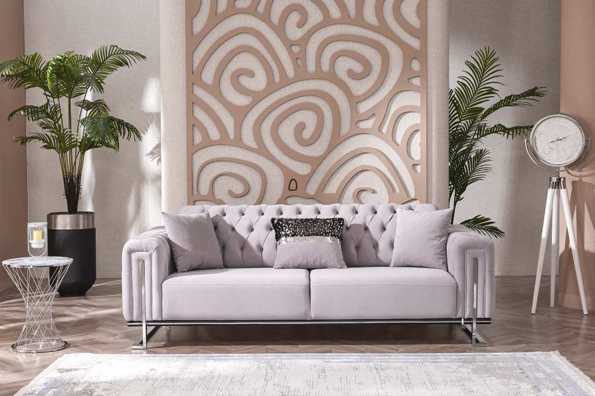 Dreams Light Grey and Silver Sofa Set