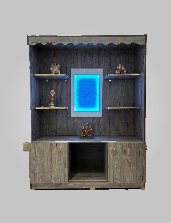 Rustic Wood Temple with LED Backlighting
