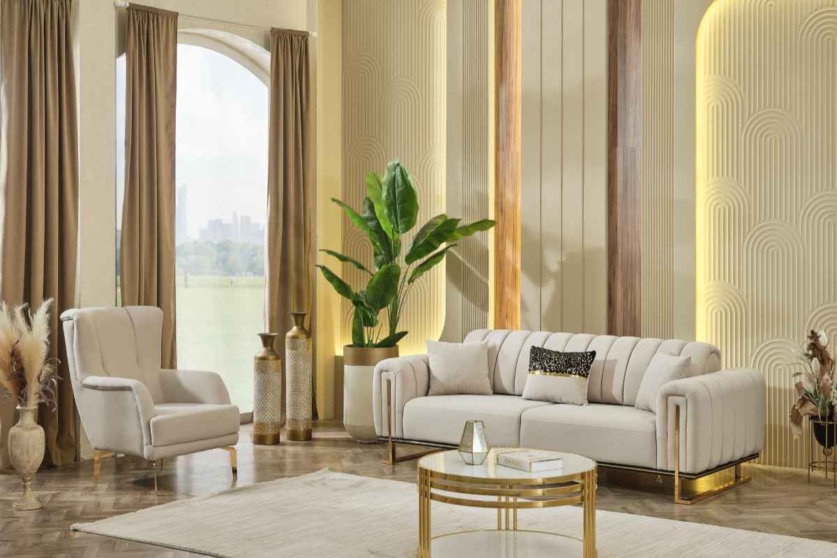 Stella Beige Convertible Sofa Set