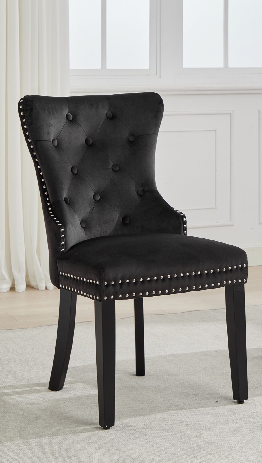 Estelle Tufted Velvet Dining Chair — Black