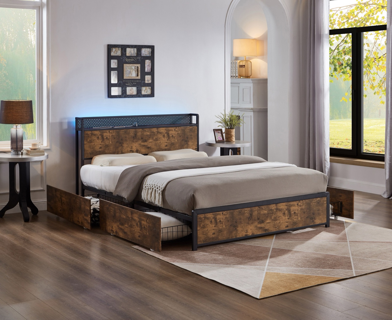 Hudson Industrial Storage Platform Bed