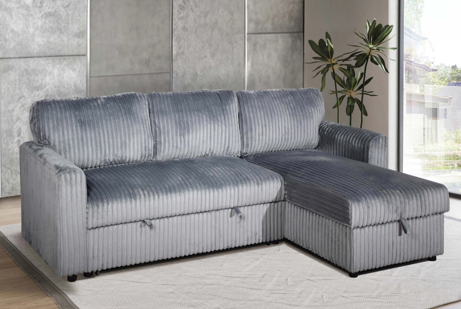 Miro Corduroy Sectional Sofa Bed