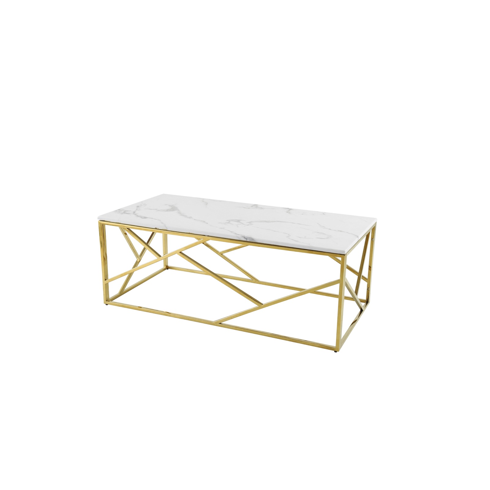 Maze Marble-Top Coffee Table — Gold