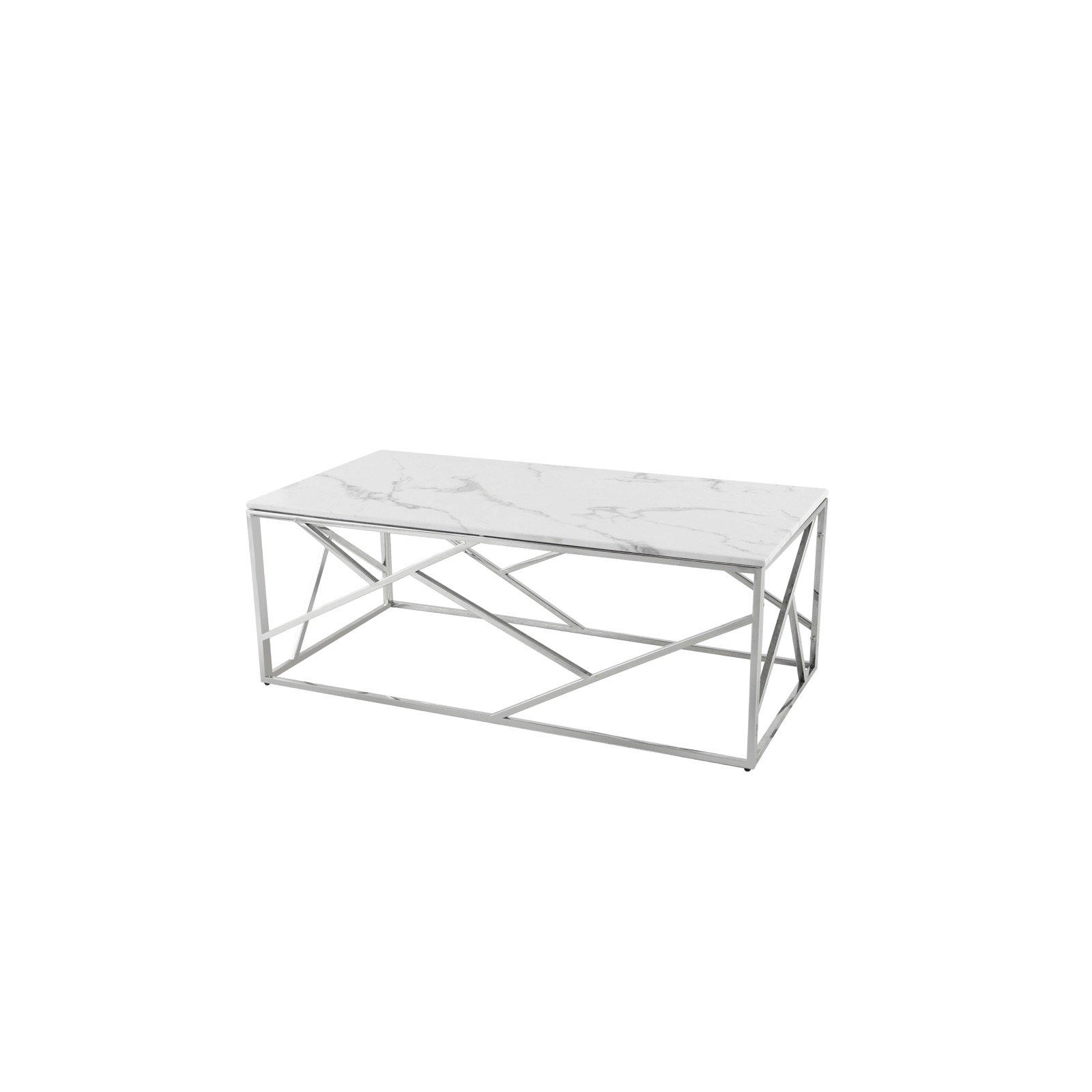 Maze Marble-Top Coffee Table — Silver