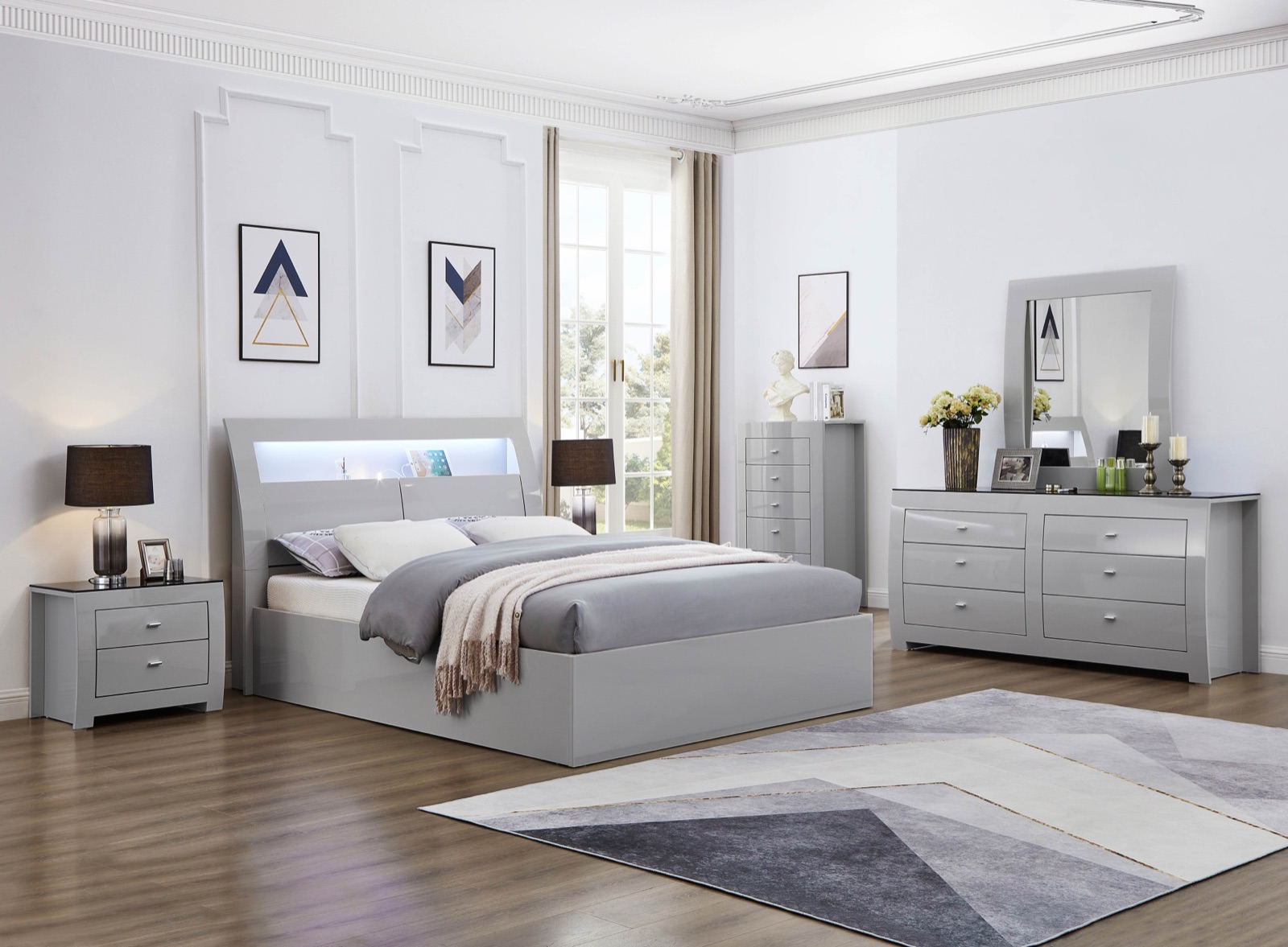 Skyler High-Gloss Storage Bedroom Set
