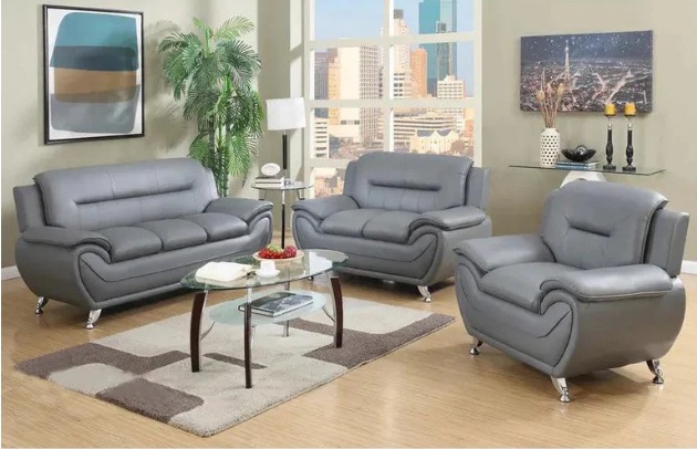 Sable Faux Leather Sofa Set