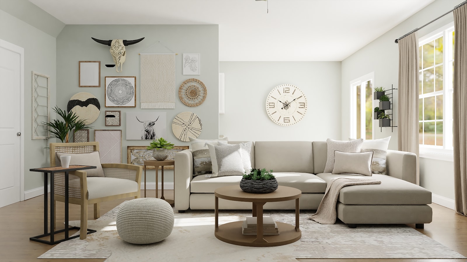 A comfortable, warmly styled living room designed for everyday life